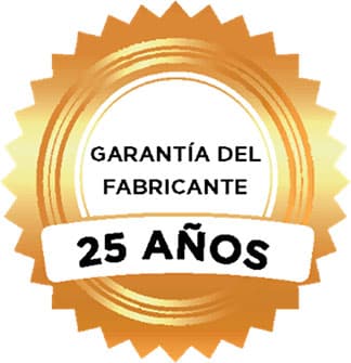 Imagen del sello de garantía de 25 años que ofrece Ecodeck en todos sus productos.